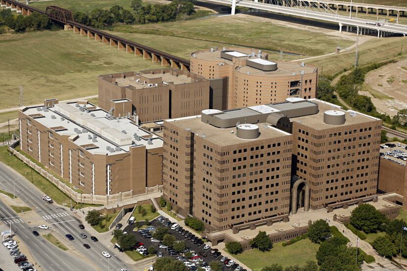 Aerial photograph of the Lew Sterrett Justice Center - including the Dallas County criminal...