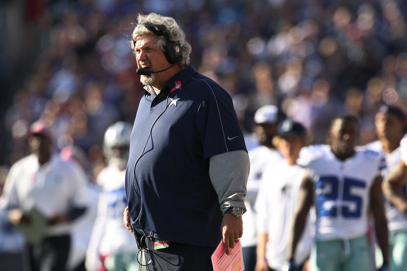 Dallas defensive coordinator Rob Ryan yells about a call in the second half against the...