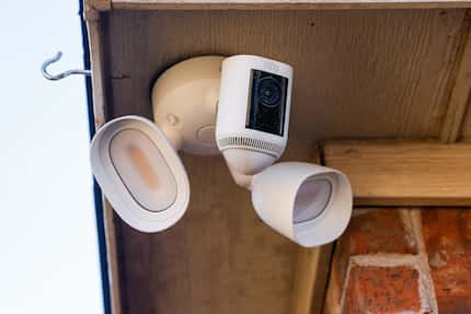 A Ring security camera is pictured at Jessica and Michael Ludden's home in Frisco on...