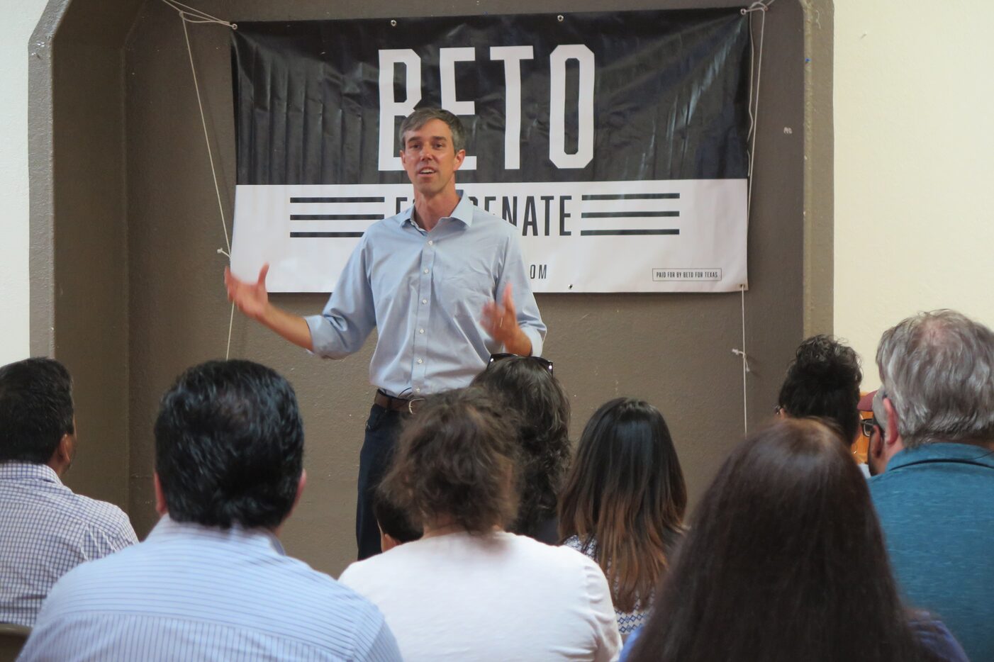 Beto O'Rourke stumps in Fort Stockton, Texas, on the second-day of his 34-day driving tour. 