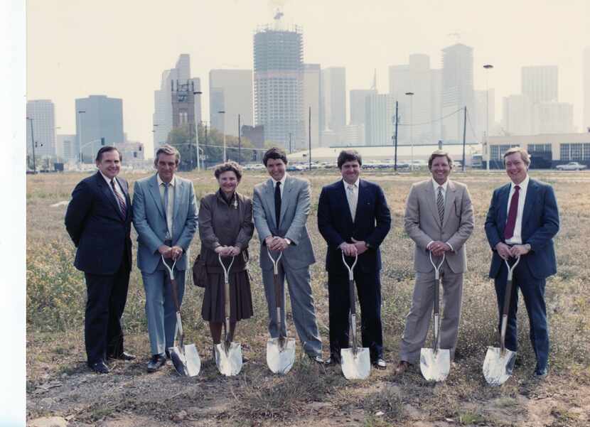A photo from the early 1980s of the groundbreaking of the Crescent Hotel. 