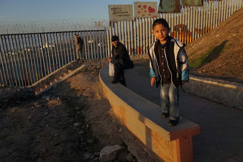 Hector Sanchez, 6, at play along the U.S.-Mexico border wall in the Las Playas area on Jan....