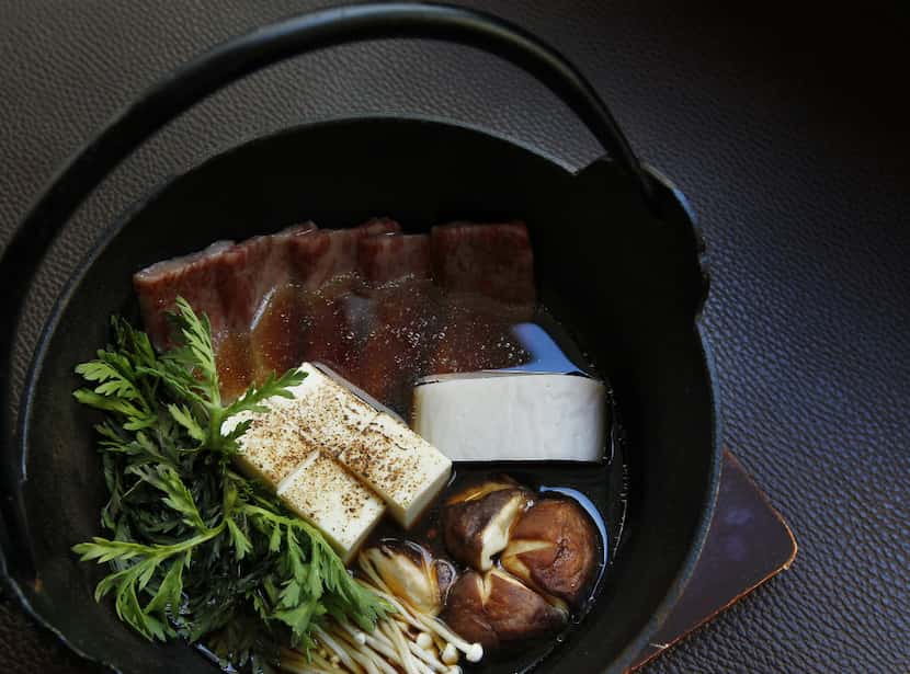 Country-style gyu nabe at Tei-An is an example of nabemono. 