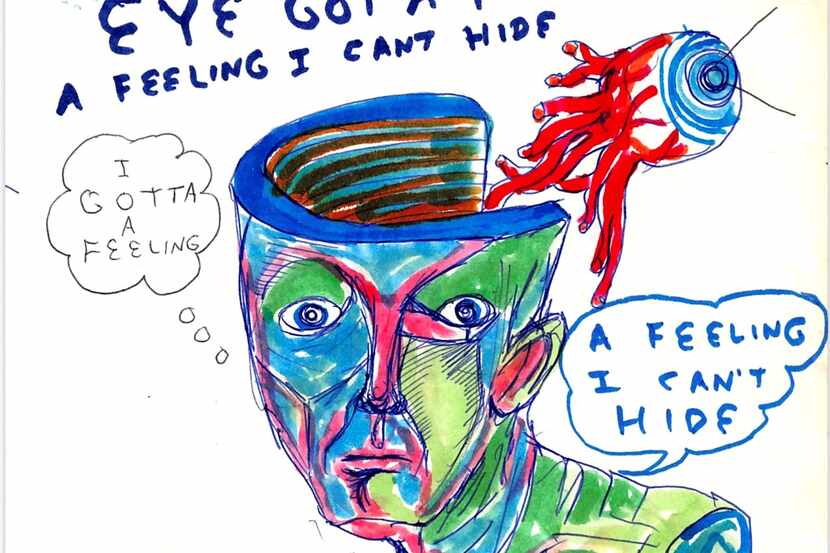 Daniel Johnston's 1982 drawing "Eye Got A Feeling" (detail shown) is among his works on...