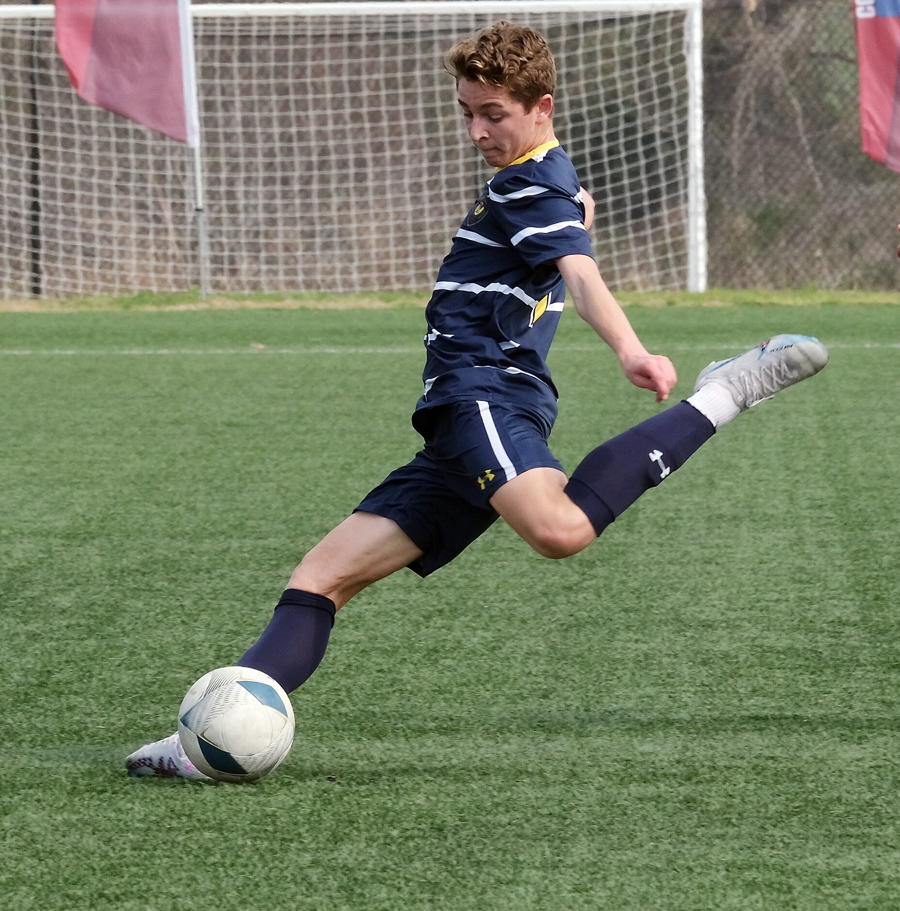 #7 Jack Jones of Prestonwood Christian takes a shot againt Central Catholic in the Boys...