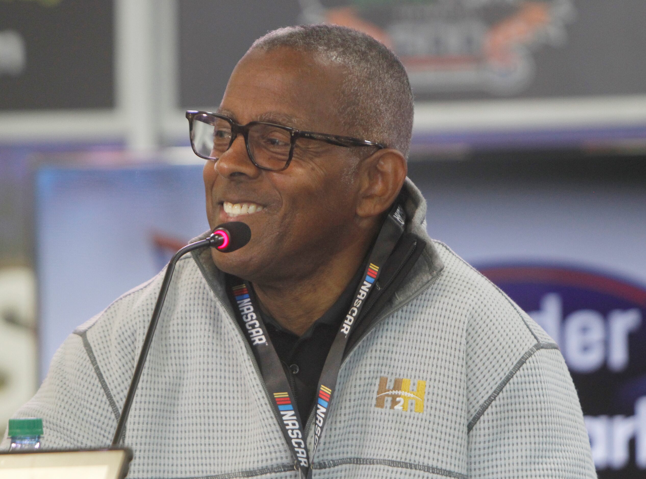 National Football League hall of fame running back Tony Dorsett reacts to a question from a...