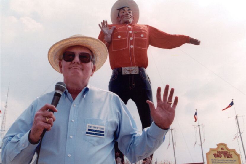 Big Tex at the State Fair of Texas in 1982 with Jim Lowe, who was the voice of Big Tex...