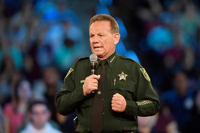 Broward County Sheriff Scott Israel speaks before the start of a CNN town hall meeting on...