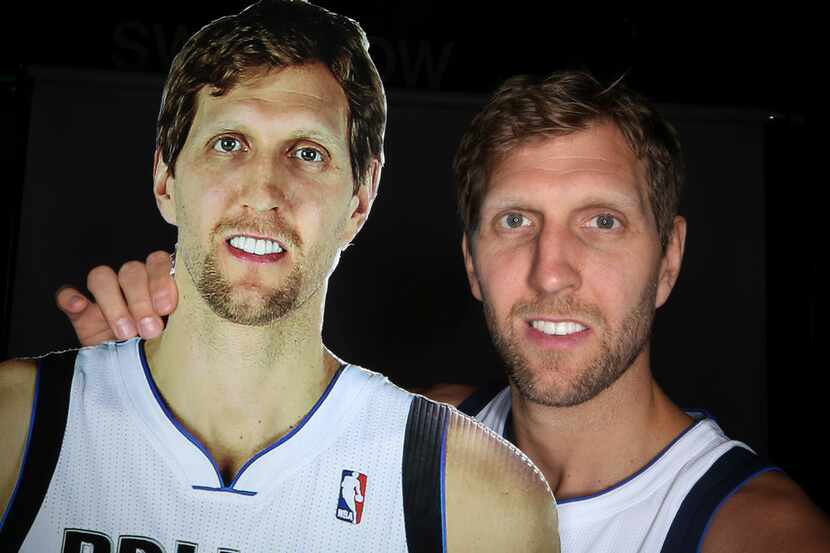 Dallas Mavericks forward Dirk Nowitzki (41) of Germany poses for a photo during an NBA...
