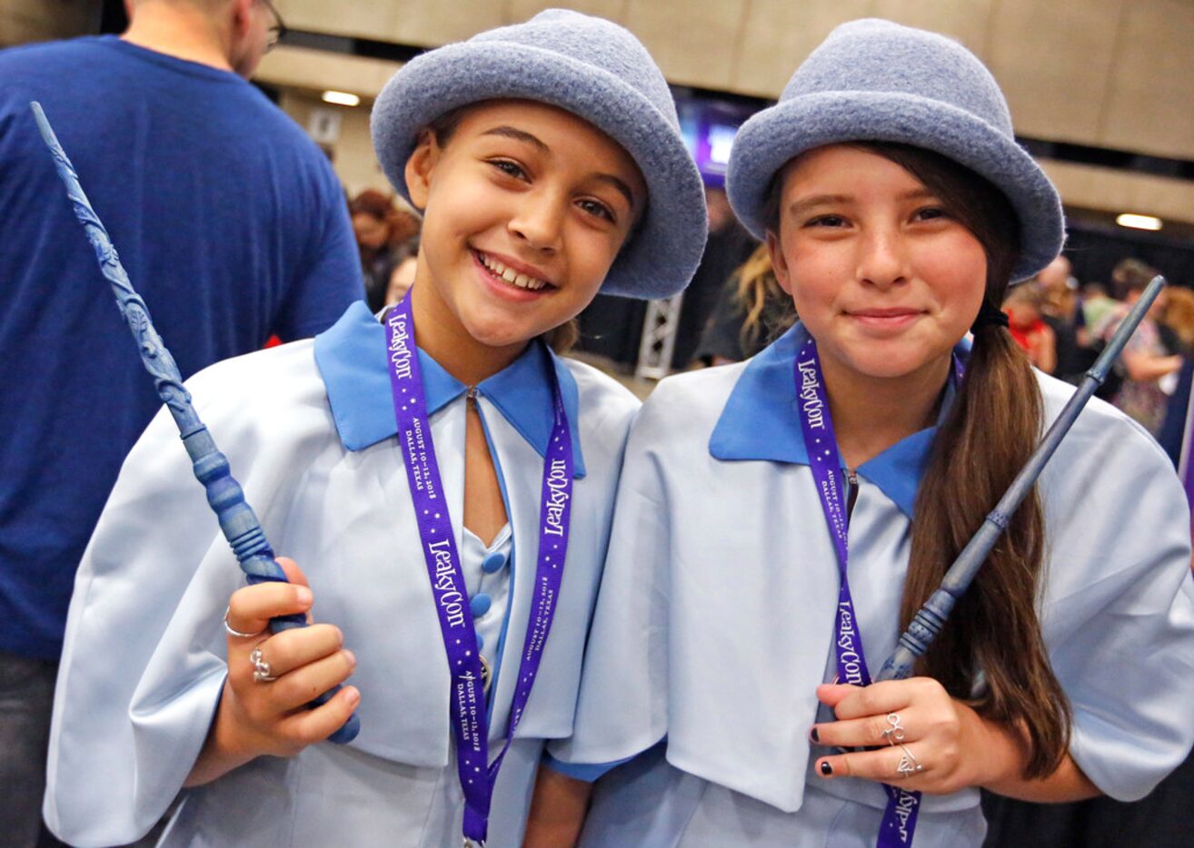 Bailey Albuquerque( left) and Chloe Cole dress as the Beauxbaton girls from Goblets of Fire...