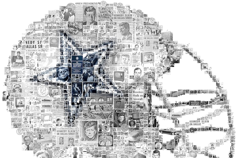 A photo illustration featuring images of the Dallas Cowboys and the assassination of John F....