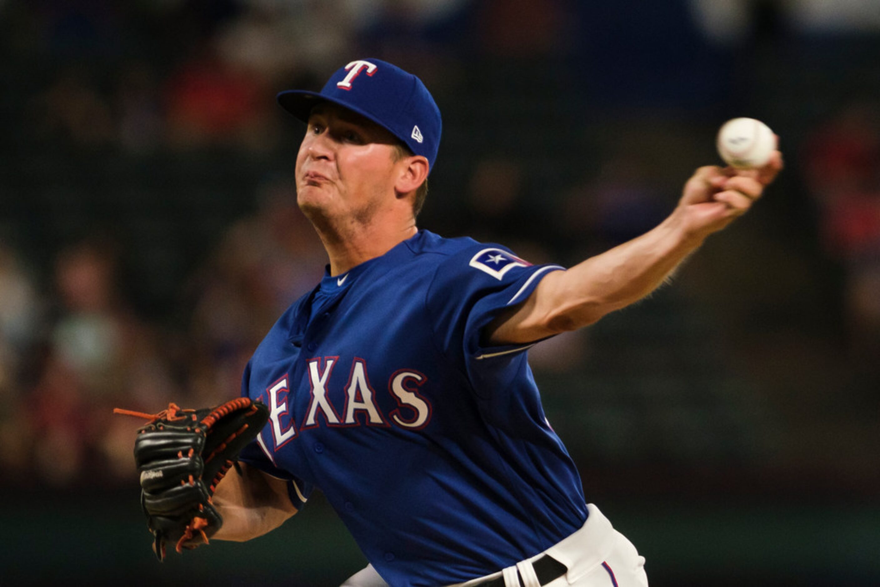 Texas Rangers pitcher Locke St. John pitches during the sixth inning against the Seattle...