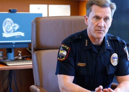 Grand Prairie police Chief Steve Dye said he presented the idea for officers to wear cowboy...