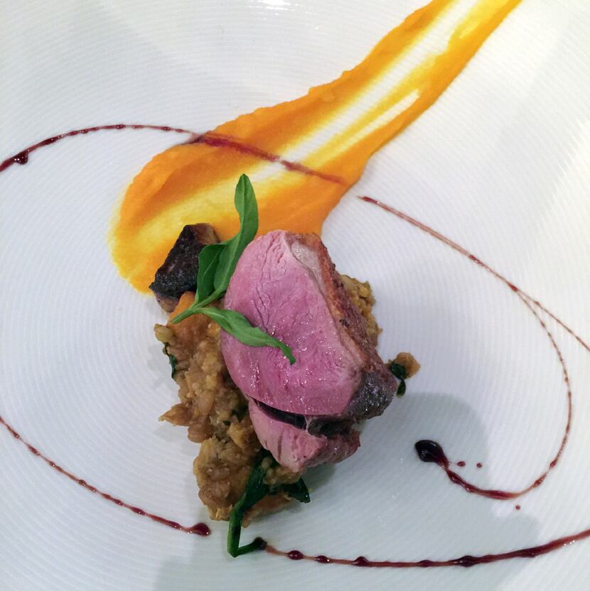 Chef Ryan Clark's seared duck breast with faro and pumpkin risotto at the tribally owned PY...
