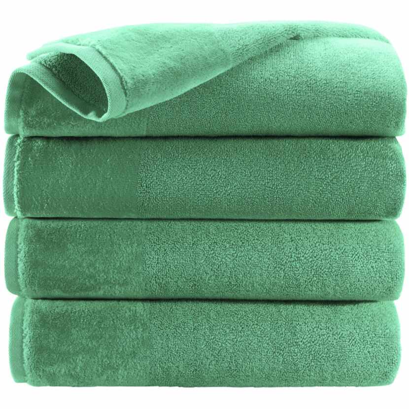 A less expensive way to bring the jewel-tone home: Pantone Universe Emerald bath towels. $15...