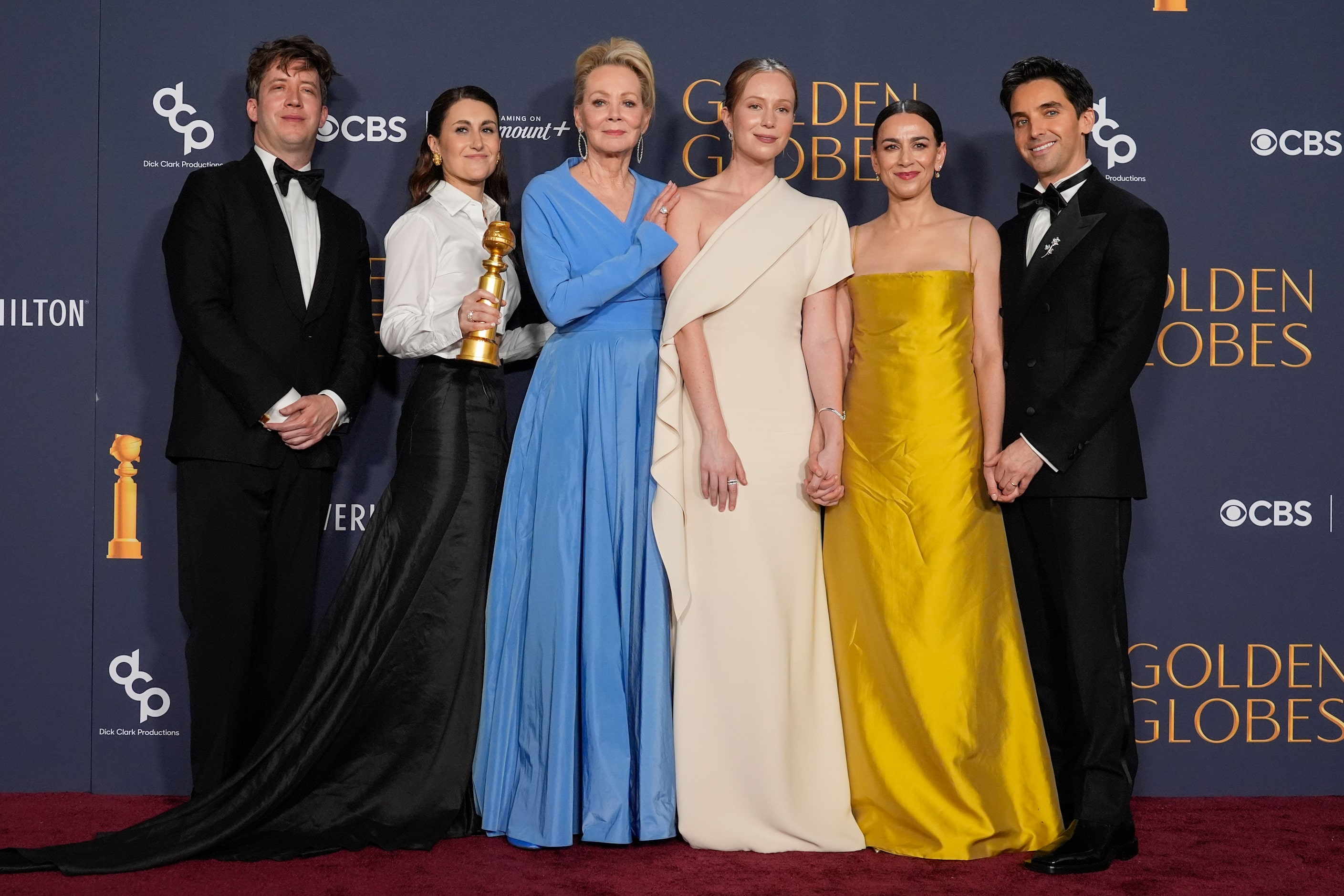 Adam Bricker, from left, Jen Statsky, Jean Smart, Hannah Einbinder, Lucia Aniello, and Paul...