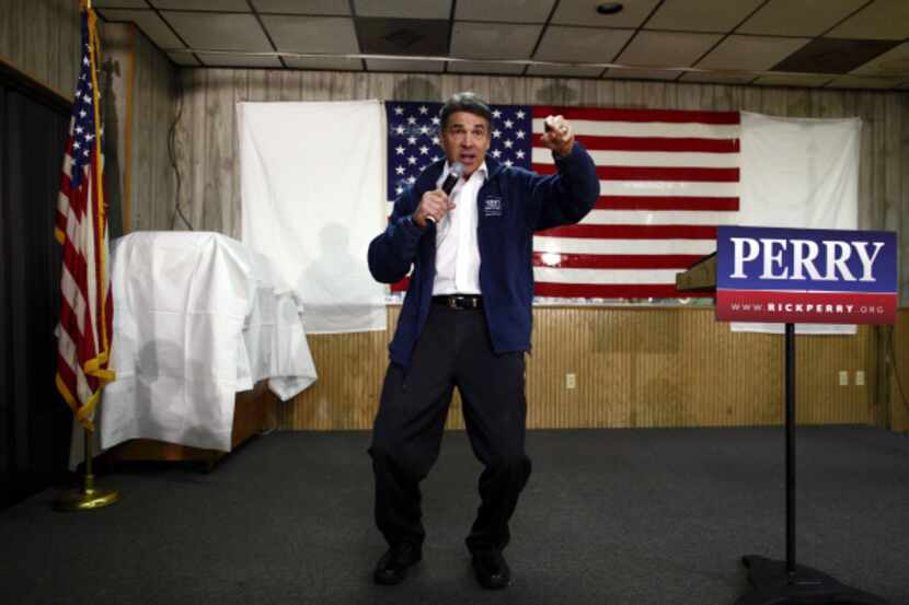Gov. Rick Perry, campaigning last week at a Veterans of Foreign Wars post in Murrells Inlet,...