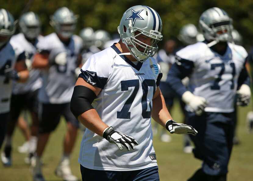 Dallas Cowboys guard Zack Martin (70) during a mandatory minicamp at The Star in Frisco,...