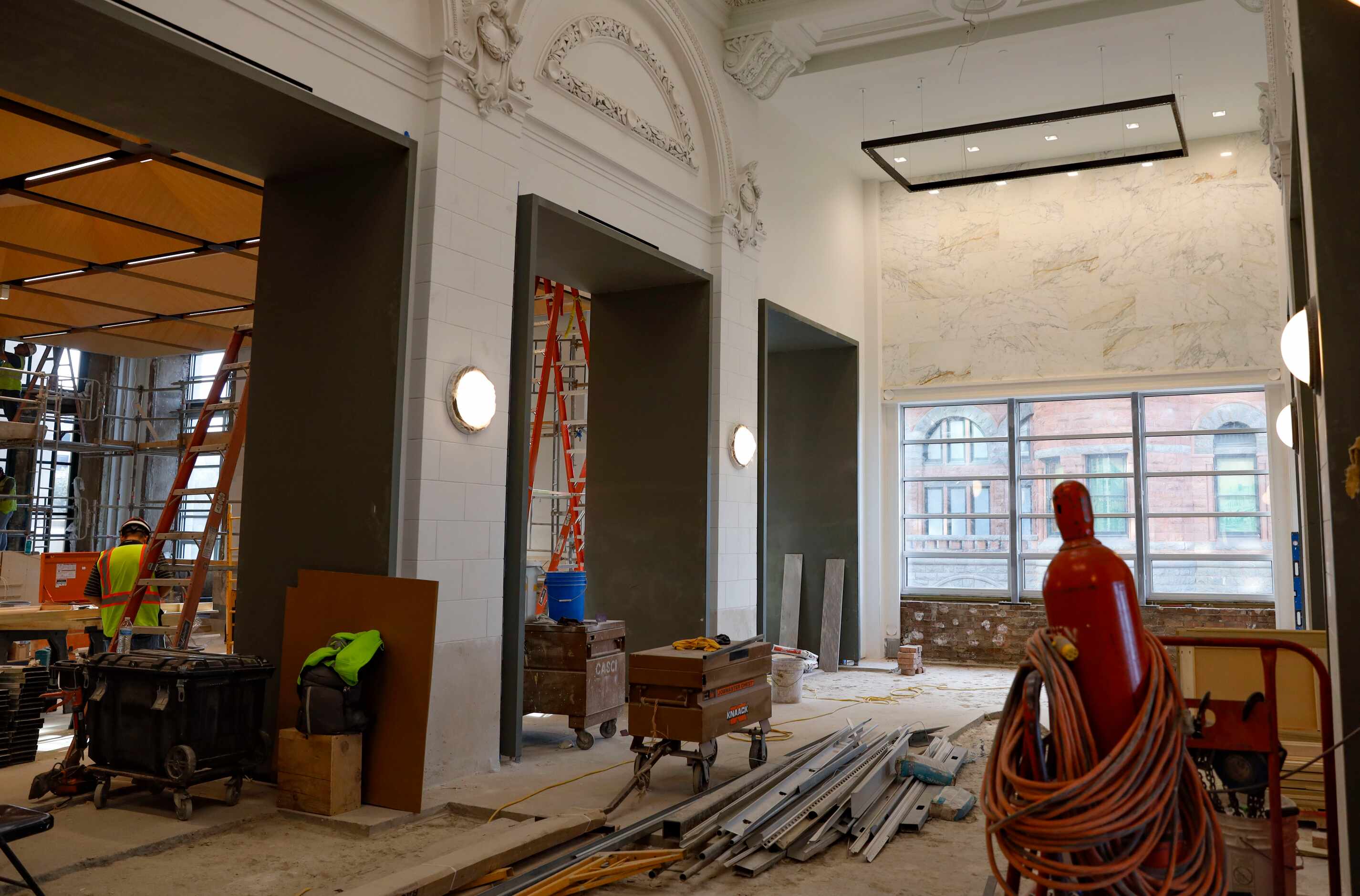 Renovation in the Ruby courtroom and the original 1915 portion of the Dallas County Records...