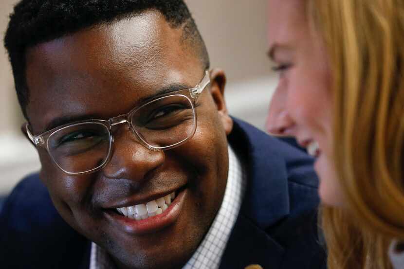 SMU student body president Darian Taylor with Molly Patrick during a meeting of the Student...