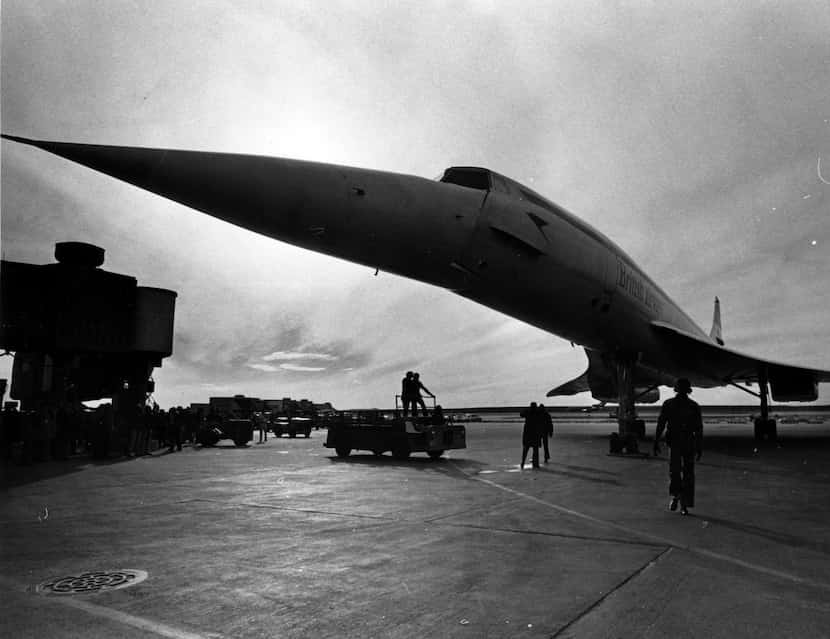 A photo of a Concorde from the return of the supersonic jet to the DFW airport in December...