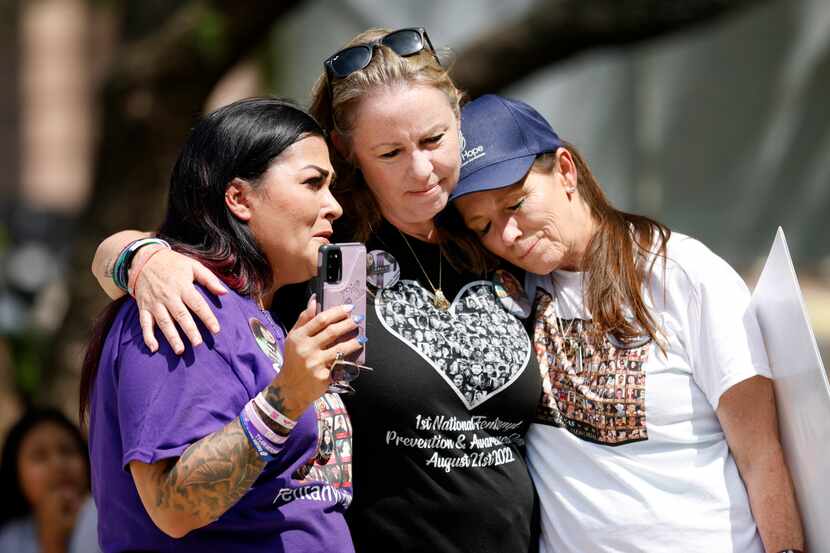 Christina Pena of Farmers Branch (left), who lost her 21 year-old daughter Angelina Rogers...