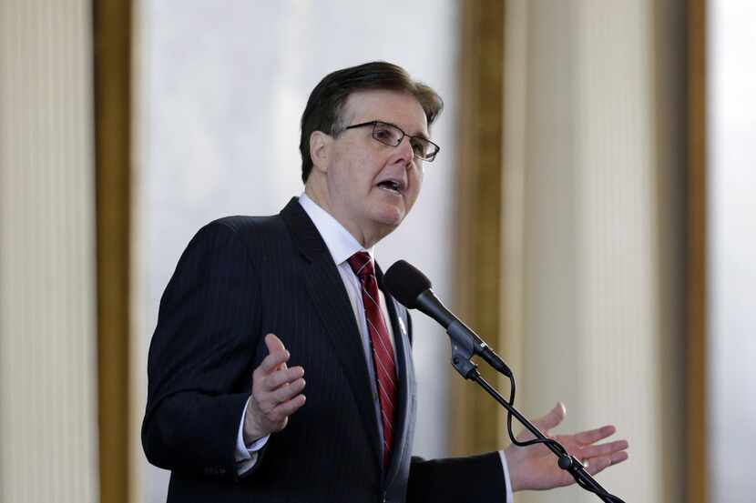  Lt. Gov-elect Dan Patrick speaks during an oath of office ceremony for Ken Paxton, Monday,...