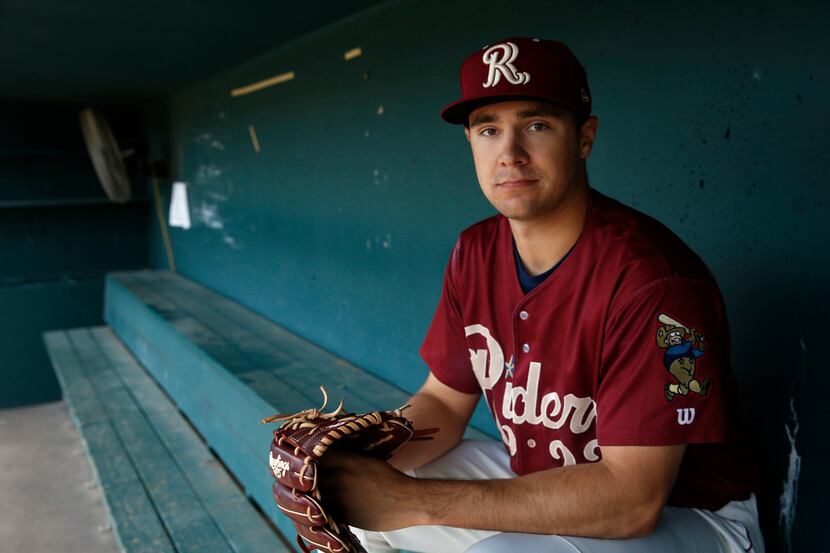 Frisco RoughRiders pitcher Brock Burke (23) poses for a portrait during Frisco RoughRiders...