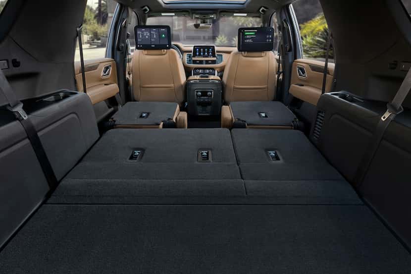 2021 Chevrolet Suburban with all seats folded down for maximum cargo capacity.