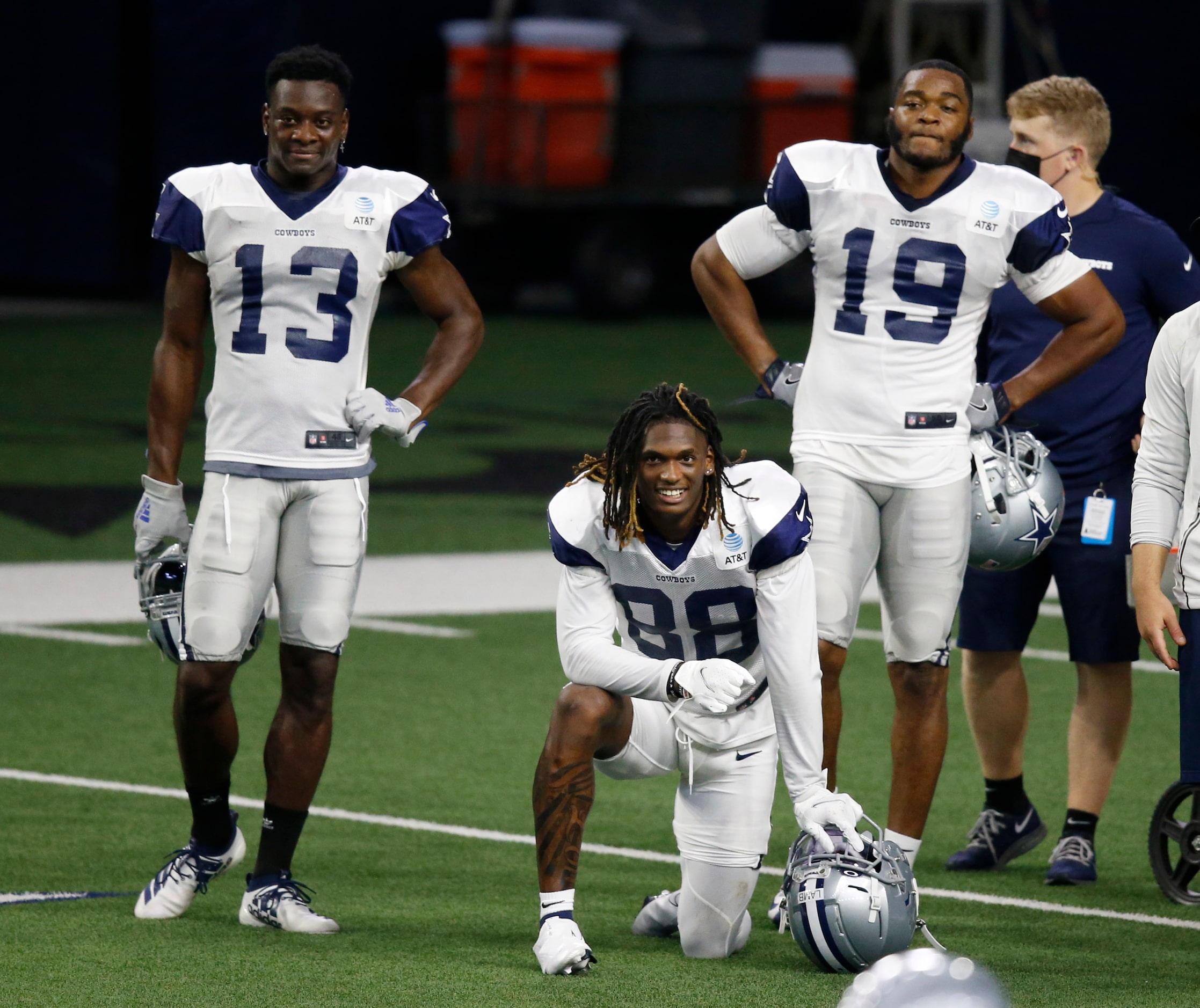 Dallas Cowboys wide receiver Michael Gallup (13), Dallas Cowboys wide receiver CeeDee Lamb...