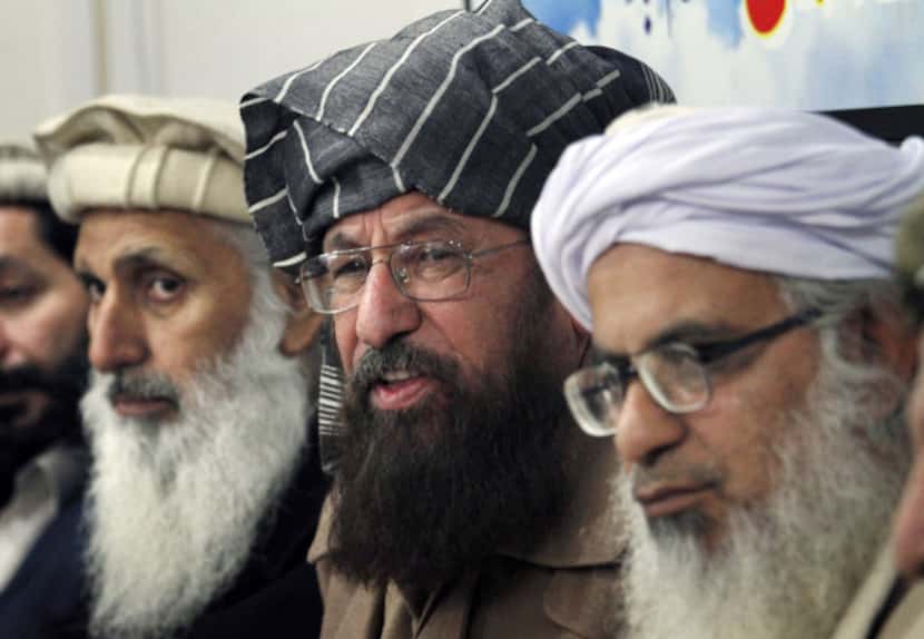 The Pakistani Taliban negotiating team is made up of (from left) Ibrahim Khan, Sami-ul-Haq...
