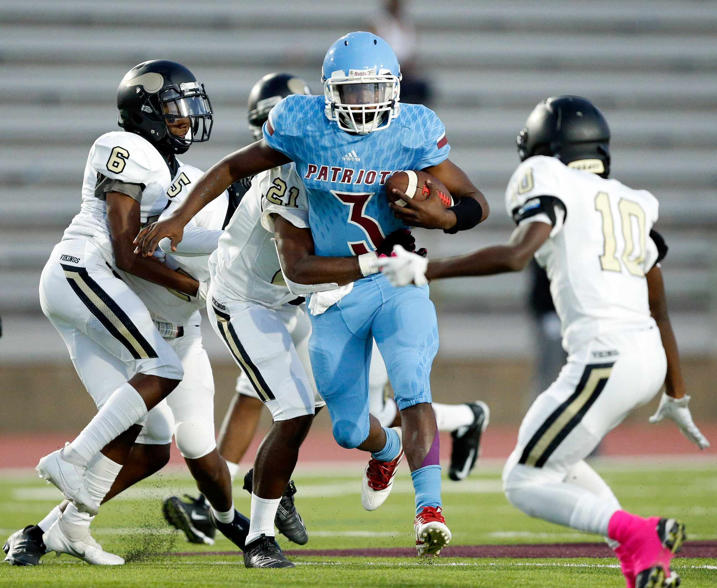 Thomas Jefferson running back Treshun McMath (3) is tackled by Pinkston cornerback K'Tor...