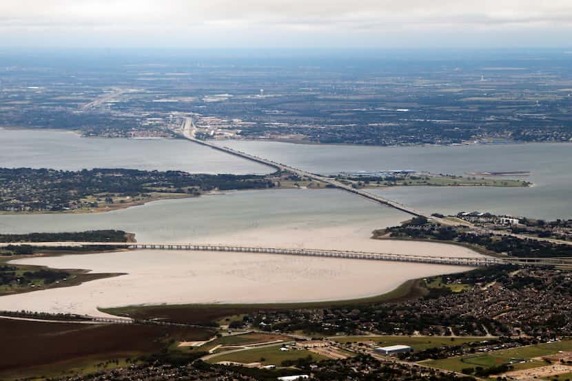 Lake Ray Hubbard looking eastbound towards Rockwall from a flight to Dallas Love Field after...
