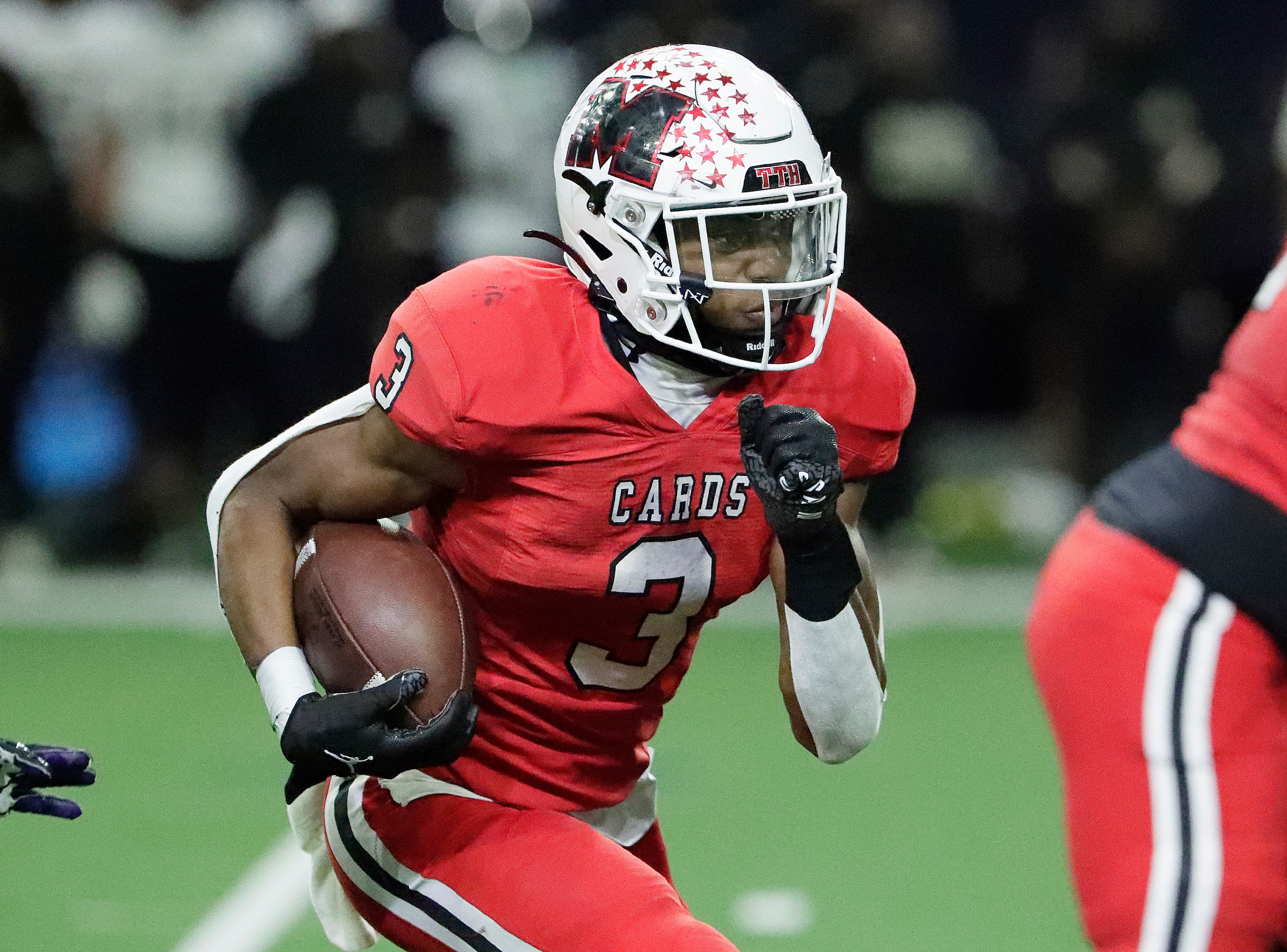 Melissa High School running back Nathan Adejokun (3) runs the ball close to the goal line...