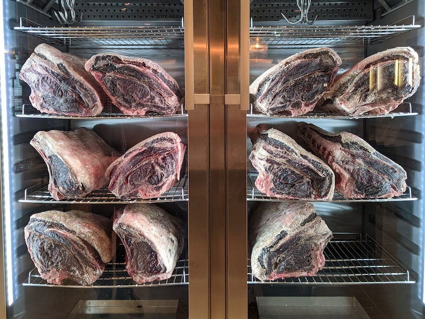 The double-doored dry-aging cabinet at Koryo, where beef will wait up to 120 days before...