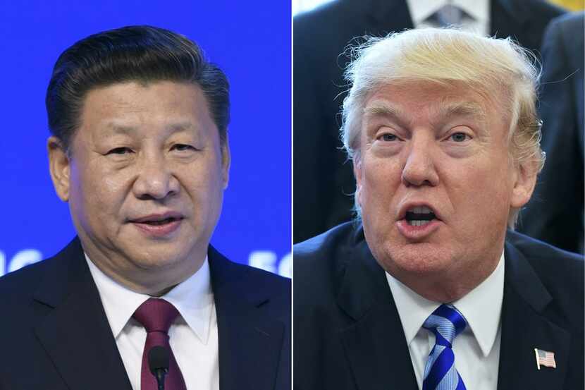 China's President Xi Jinping (L) and US President Donald Trump