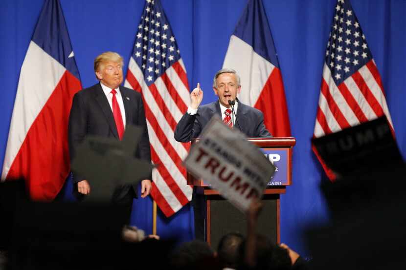 The Rev. Robert Jeffress of First Baptist Dallas speaks on behalf of Donald Trump during a...