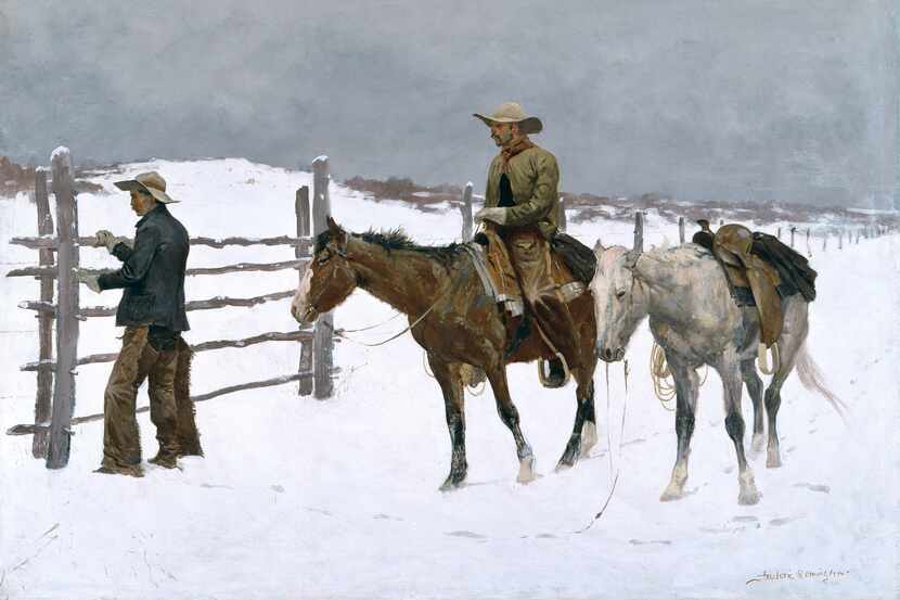 "The Fall of the Cowboy," an 1895 oil-on-canvas painting by Frederic Remington, is among the...
