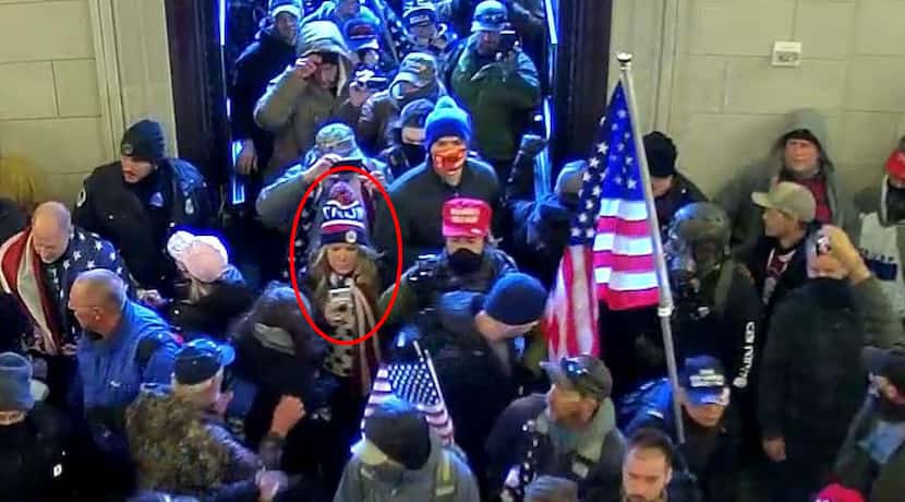 The FBI says Jenna Ryan (circled) entered the U.S. Capitol along with other pro-Donald Trump...