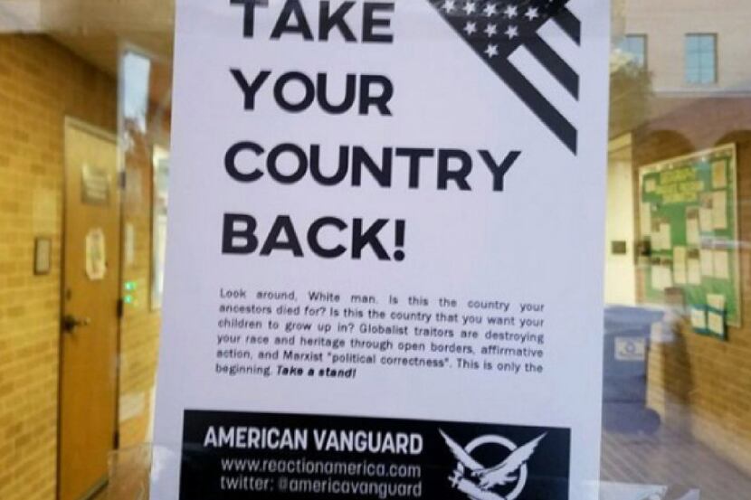 More controversial fliers promoting white supremacist propaganda, like this one that was at...