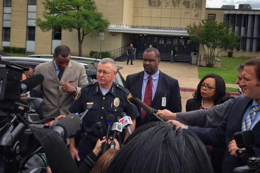  Dallas ISD Police Chief Craig Miller addressed the media about the shooting at Kimball High...