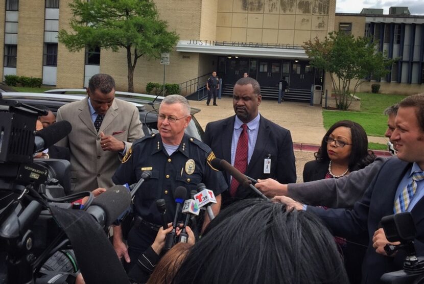  Dallas ISD Police Chief Craig Miller addressed the media about the shooting at Kimball High...