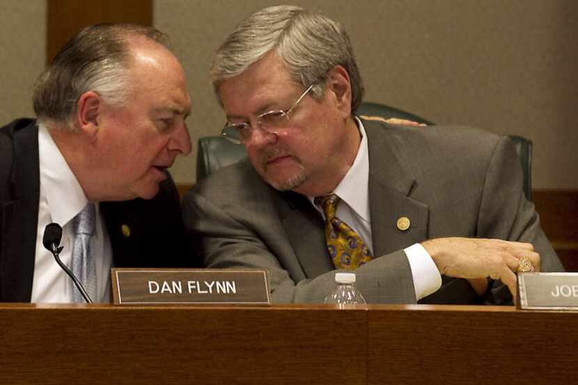 Homeland Security and Public Safety Committee members Rep. Dan Flynn, left, and Rep. Joe...