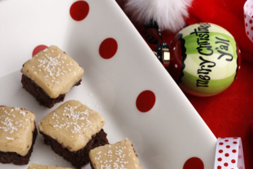 Paula Deen's Salted Caramel Brownies. (Platter and ornament: Bradbury Lane)