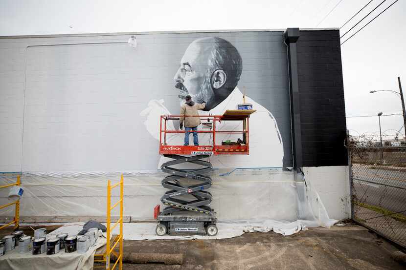 This mural of Neiman Marcus retail legend Stanley Marcus was commissioned by Shannon Wynne ....
