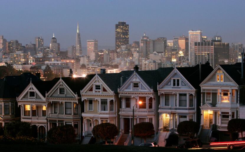 ORG XMIT: *S0423192568* The Painted Ladies, a row of historical Victorian homes, underscore...
