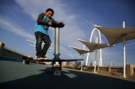  Joseph Ramirez, 9, of Arlington enjoyed the bridge in February (Tom Fox/Staff photographer)