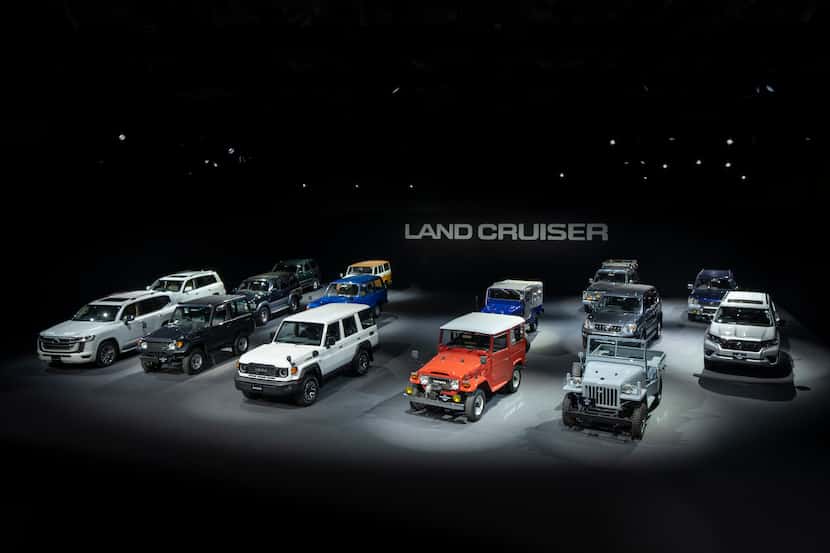 Toyota displayed the evolution of the Land Cruiser at Wednesday's unveiling in Tokyo.