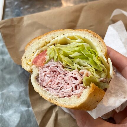 The Italian from Commissary in downtown Dallas has giardiniera and spicy mayo.