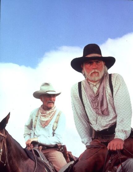Robert Duvall, left and Tommy Lee Jones in the TV miniseries, Lonesome Dove. 